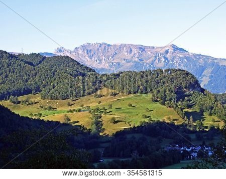 Picturesque Pastures, Mixed Forests And Alpine Peaks Over The Rhine River Valley - Balzers, Liechten