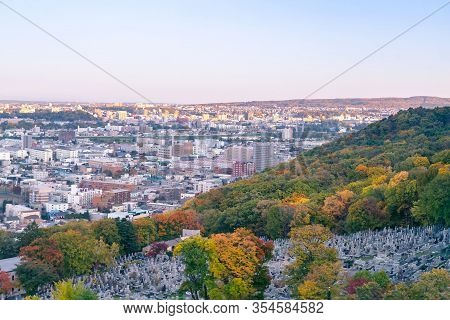 Sapporo City Skyline Over Mt Moiwa, Hokkaido Japan