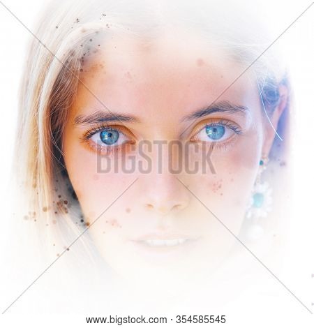 A portrait combined with a digital illustration