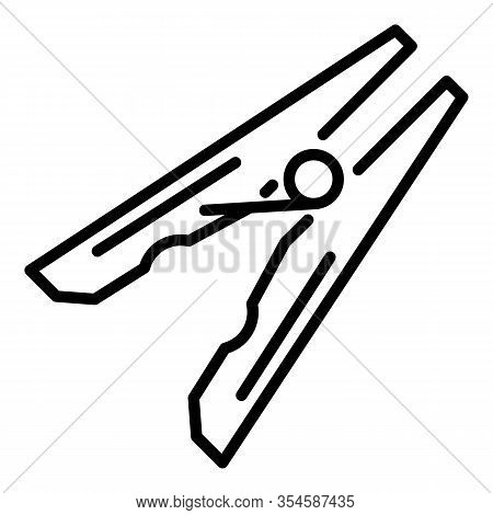 Clamp Clothes Pin Icon. Outline Clamp Clothes Pin Vector Icon For Web Design Isolated On White Backg
