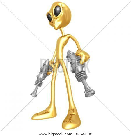 Чужеродных захватчиков с ретро Rayguns