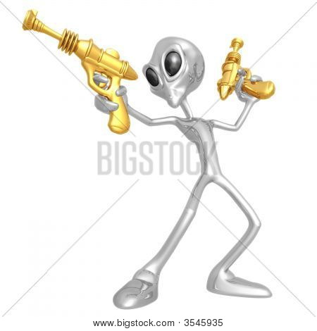 Чужеродных захватчиков с ретро Rayguns