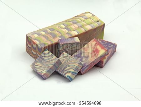 Collection Of Handmade Soap On White Background