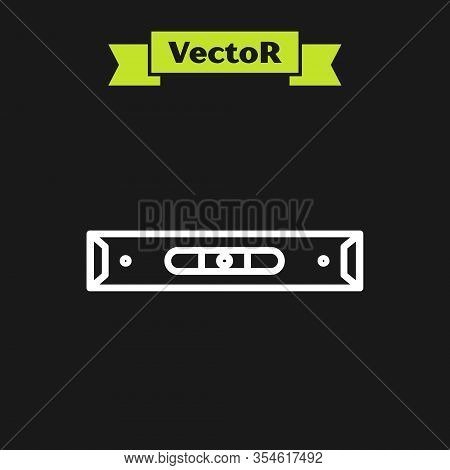 White Line Construction Bubble Level Icon Isolated On Black Background. Waterpas, Measuring Instrume