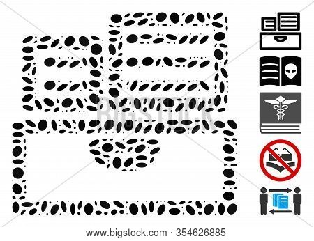 Dotted Mosaic Based On Library Catalog. Mosaic Vector Library Catalog Is Created With Random Oval Sp