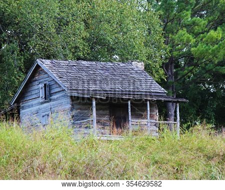 Rustic Old Cabin Up On A Hill