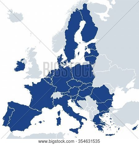 European Union Member States After Brexit, Political Map. The 27 Eu Member States, After United King