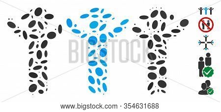 Dotted Mosaic Based On Gentlemen Hands Up Roundelay. Mosaic Vector Gentlemen Hands Up Roundelay Is F