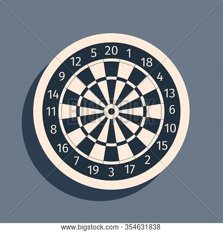 Black Classic Darts Board With Twenty Black And White Sectors Icon Isolated On Grey Background. Dart