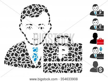 Dot Mosaic Based On Rouble Accounter. Mosaic Vector Rouble Accounter Is Created With Scattered Ellip