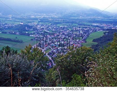 View Of The Balzers Settlement In The Rhine River Valley - Balzers, Liechtenstein