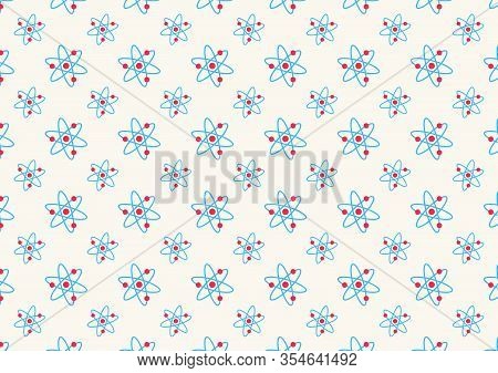 Abstract Science Pattern Design Vector Background. Concept Via Atom Icon Suitable For Background, We