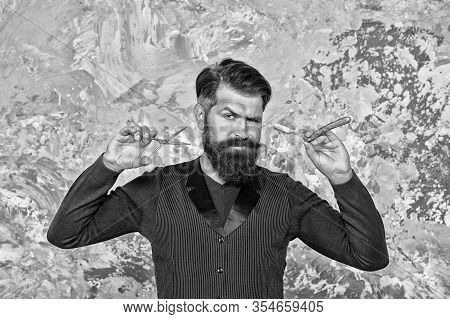 Old School And Vintage. Facial Hair Care. Hiring Barber. Barber Equipment. Barber Salon. Man Bearded