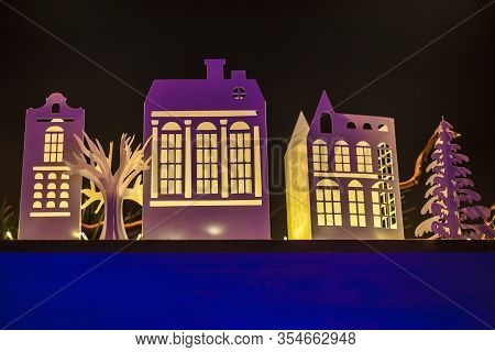 Paper Town. Papercraft House And Papercraft Building. Architecture Business Concept. Real Estate And