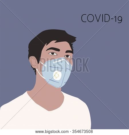 Man Face In Protection Mask Against Coronavirus
