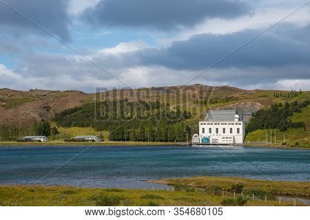 Steingrimsstod Power Plant In Iceland On A Summer Day