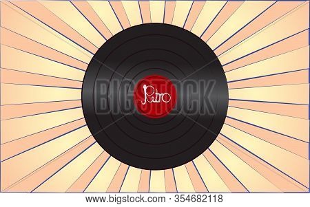 Retro Old Antique Musical Vinyl Record From The 70s, 80s, 90s, 2000s Against A Background Of Abstrac