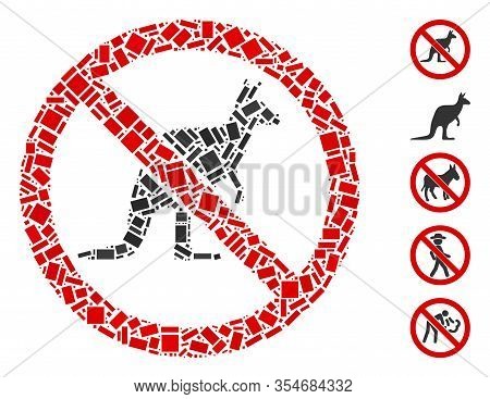 Dot Mosaic Based On No Kangaroo. Mosaic Vector No Kangaroo Is Designed With Randomized Rectangle Ele