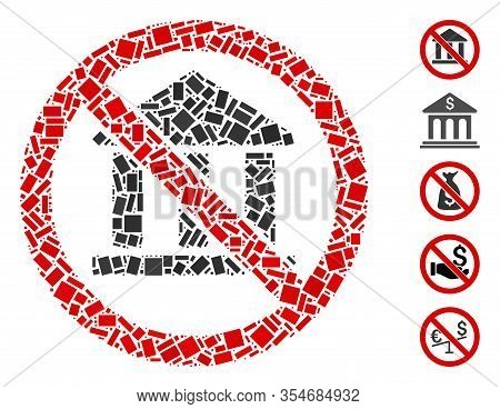Dotted Mosaic Based On No Bank Building. Mosaic Vector No Bank Building Is Composed With Scattered R