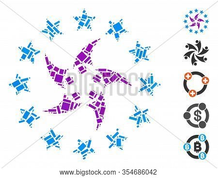Dotted Mosaic Based On Europeans Collaboration. Mosaic Vector Europeans Collaboration Is Formed With
