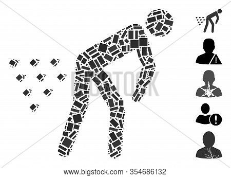 Dotted Mosaic Based On Man Diarrhea. Mosaic Vector Man Diarrhea Is Created With Scattered Rectangula