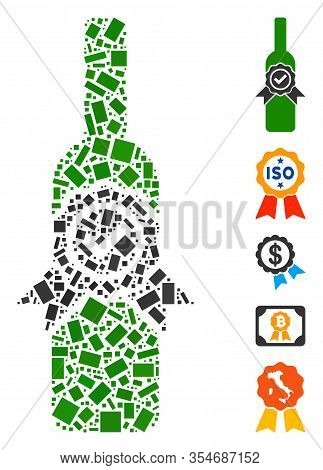 Dot Mosaic Based On Finest Wine. Mosaic Vector Finest Wine Is Formed With Random Rectangle Items. Bo