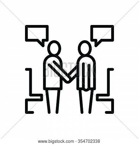 Black Line Icon For Negotiate Undersell Conversation Debate Business Partnership Handsake Initializa