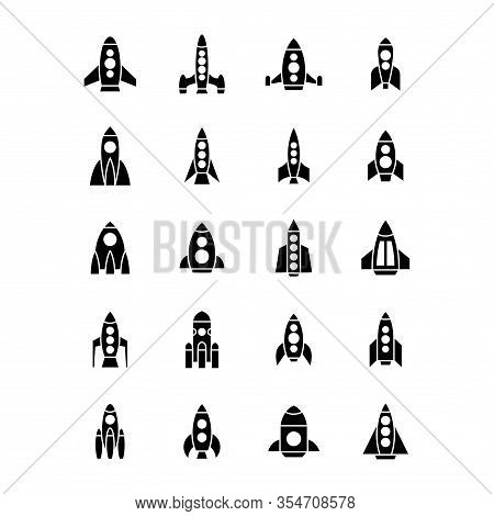 Vector Isolated Rockets Icons Set. Space Ship Pictogram. Future Speed Concept. Start Project Or Star