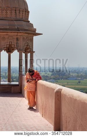 Nandgaon, Uttar Pradesh , India - March 22, 2019: Hindu Holy Man In Nandababa Temple At Nandgaon