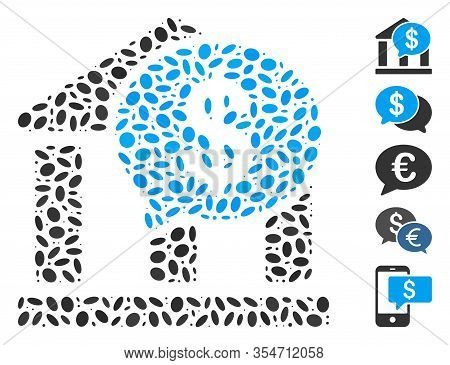 Dot Mosaic Based On Bank Message. Mosaic Vector Bank Message Is Composed With Scattered Elliptic Ele