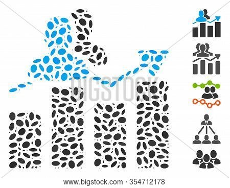 Dotted Mosaic Based On Audience Graph. Mosaic Vector Audience Graph Is Created With Scattered Ellipt