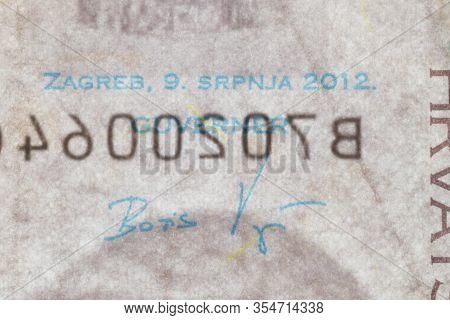 Sign Of Boris Vujcic On 10 Croatian Kuna (hrk) Banknote.