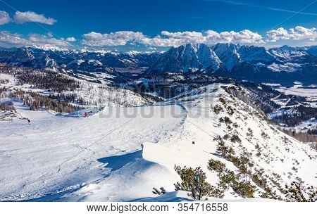 Tauplitz Alm close to Bad Mitterndorf in Styria, Austria, in winter.