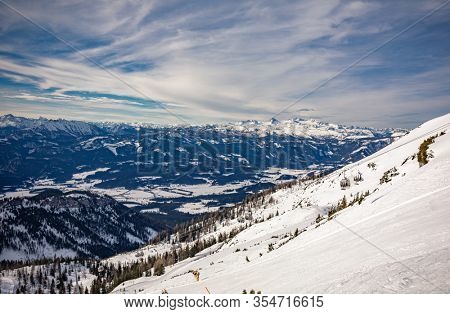 Tauplitz Alm close to Bad Mitterndorf in Styria, Austria, in winter.
