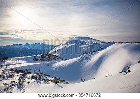 Tauplitz Alm close to Bad Mitterndorf in Styria, Austria, in winter.