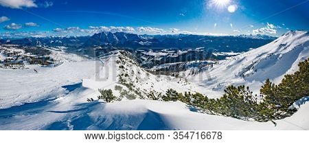 Tauplitz Alm close to Bad Mitterndorf in Styria, Austria, in winter.