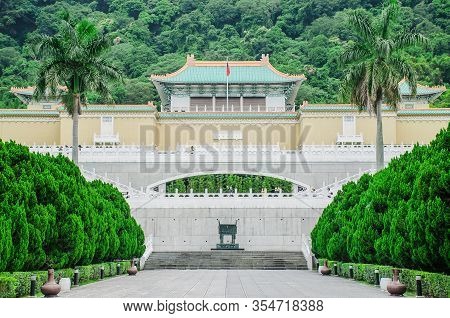 Taipei, Taiwan - May 15, 2019: Beautiful Architecture Building Exterior Of Landmark Of Taipei Gugong