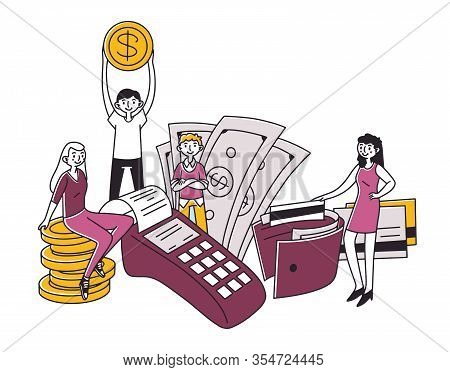 People Investing In Project With High Potential Vector Illustration. Men And Women Issuing Credit In