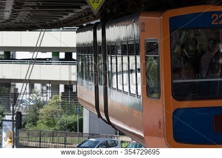 Wuppertal; Nrw; Germany - July 31; 2017:
 Suspension Railway In The Station Wuppertal Vohwinkel.die 