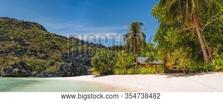 Hidden Long So Called Star Beach With Sporadic Accommodation. El Nido, Palawan, Philippines. Tour C 
