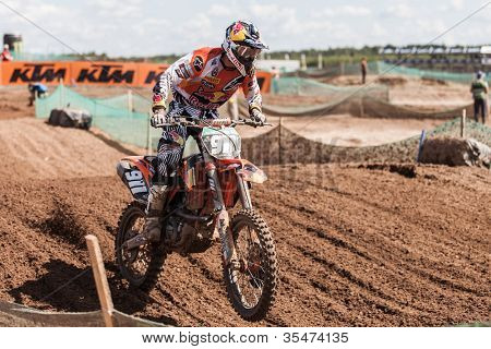 SEMIGORJE, Russland - Juli 22: Unidentified Fahrer beim Grand Prix von Russland der FIM Motocross World Champ
