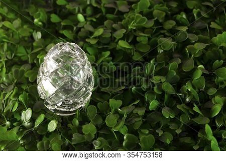 Focusan Easter Egg On The Grass. Eater Egg, Sign Of Easter S Day Festival. Close Up Of Traditional E