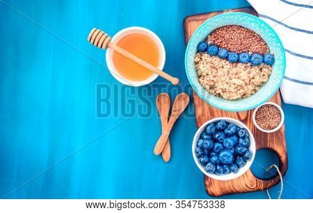 Buckwheat Porridge With Fruits, The Concept Of A Healthy Breakfast, Diet, Veganism, Vitamins