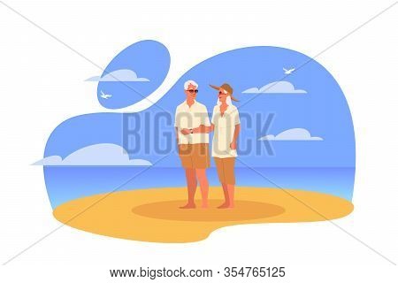 Happy And Active Seniors Spending Time On The Beach Together.