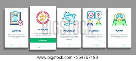 Bird Watching Tourism Onboarding Mobile App Page Screen Vector. Bird Watching Photo Camera And Binoc
