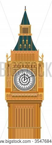 Big Ben Tower Clock Landmark England Monument City Lodon Illustration