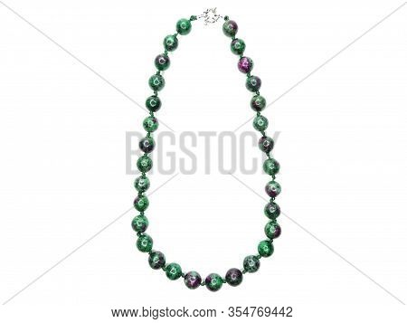 Jewelry Fashion Beads Necklace With Natural Stones Crystals Zoisite Isolated