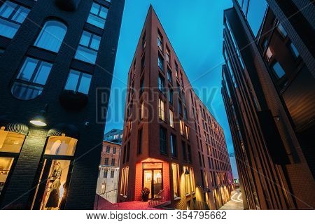 Tallinn, Estonia. View Of Historical Rotermann City In Evening Illuminations. Rotermann Quarter Incl