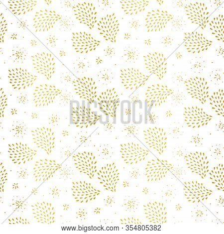 Doodle Seamless Abstract Hand Drawn Drop Pattern In Organic Shape With Hand Painted Irregular Gold D