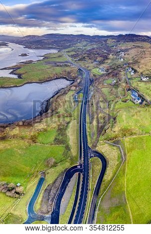 The New N56 Road And Viewpoint Between Glenties And Lettermacaward At The Gweebarray Bay N County Do